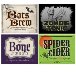 Flasketiketter till Halloween 4-pack