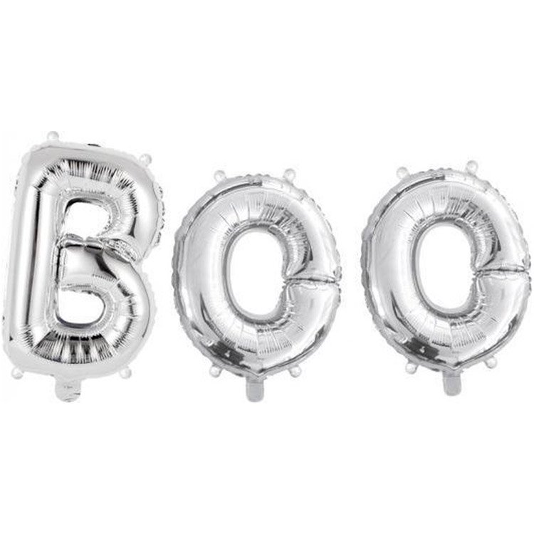 Folieballong "BOO" Silver 41 cm