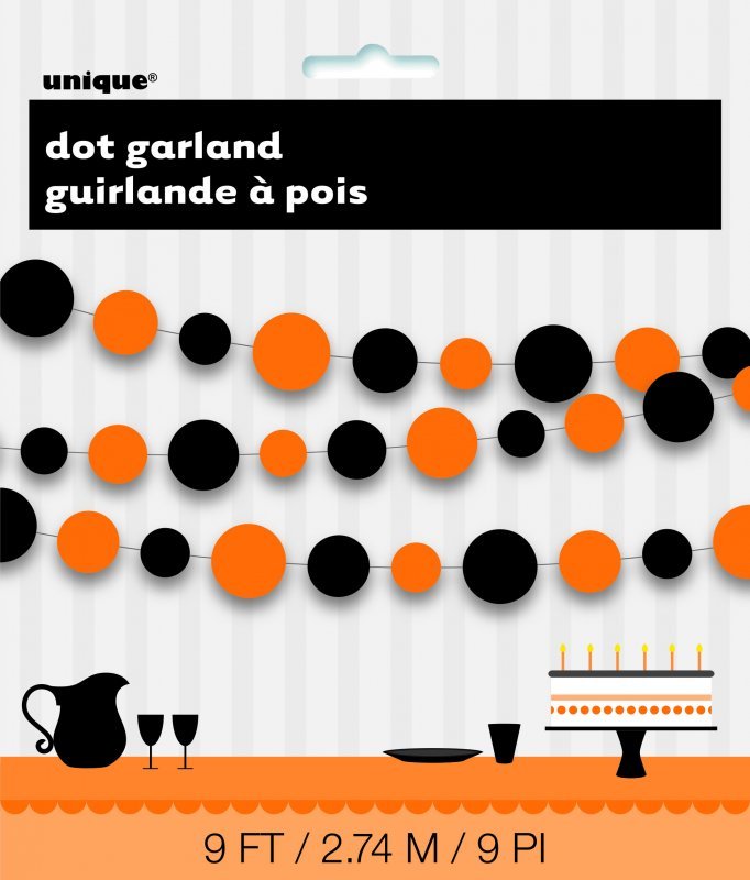 Girlang svarta och orangea cirklar 274 cm