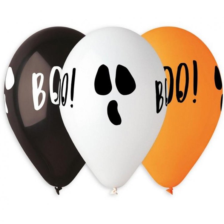 Halloweenballonger "Boo" 33cm 5-pack