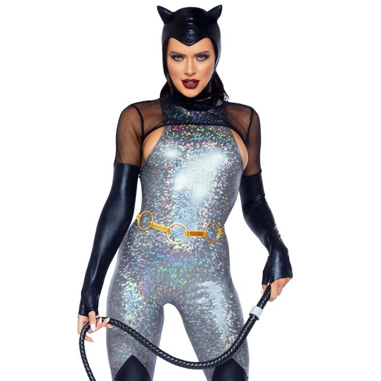Holografisk Kattkvinna Maskeraddräkt