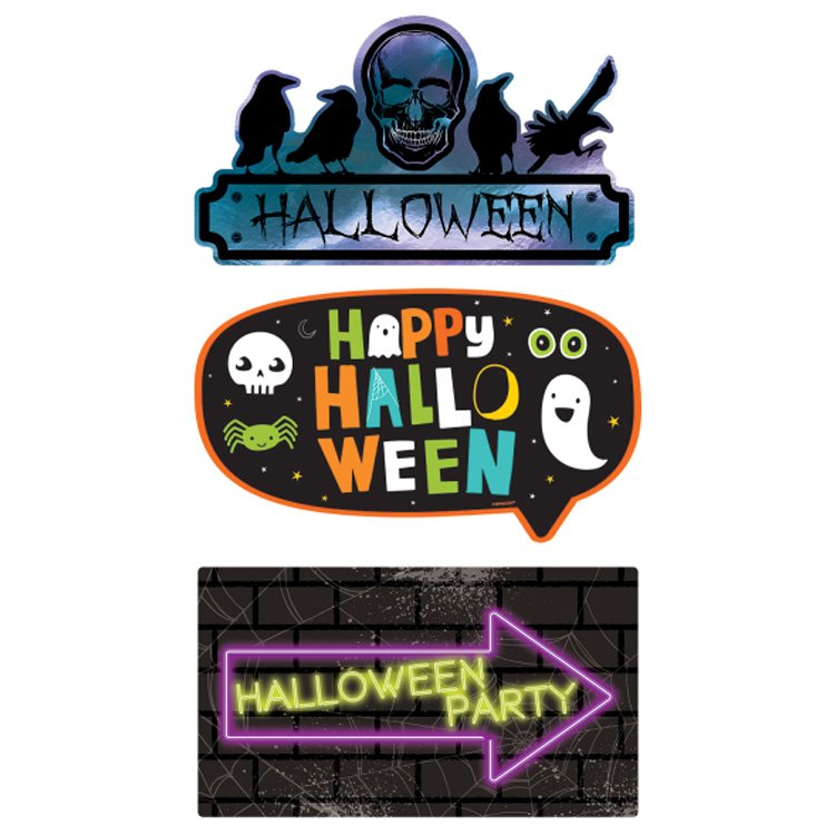 Partyskyltar Halloween 3-pack