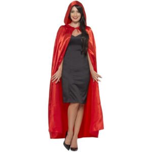 Satin Cape med Luva Röd