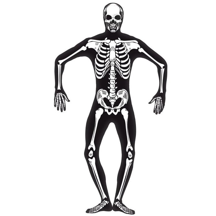 Skelett Second Skin Maskeraddräkt