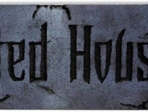 Skylt haunted house Halloween 12x35 cm