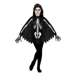 Poncho Svart Skelett för Barn - One size